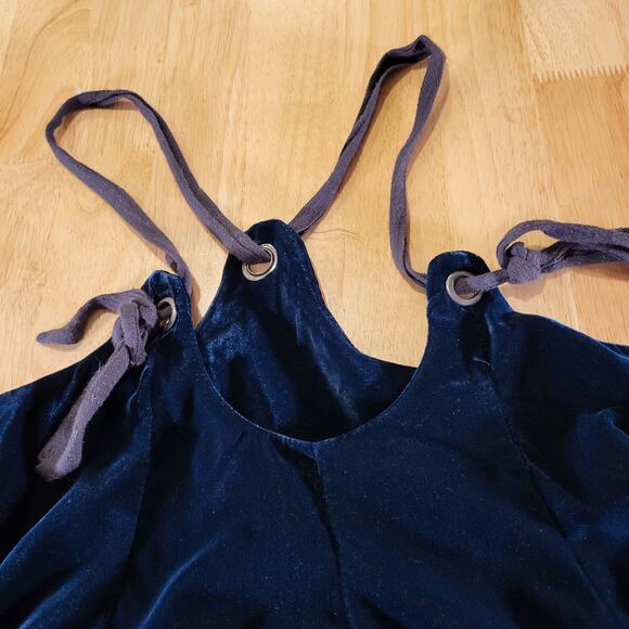 Free People Emerald Green Velvet Tank Mini Dress XS Adjustable - Picture 4 of 10